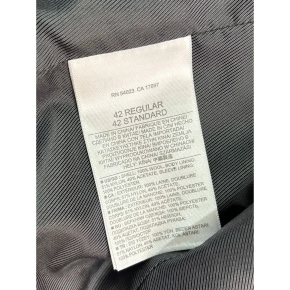 Banana Republic 42R 35x30 2pc Pant Suit Charcoal 100% Wool Modern Slim Fit Mens